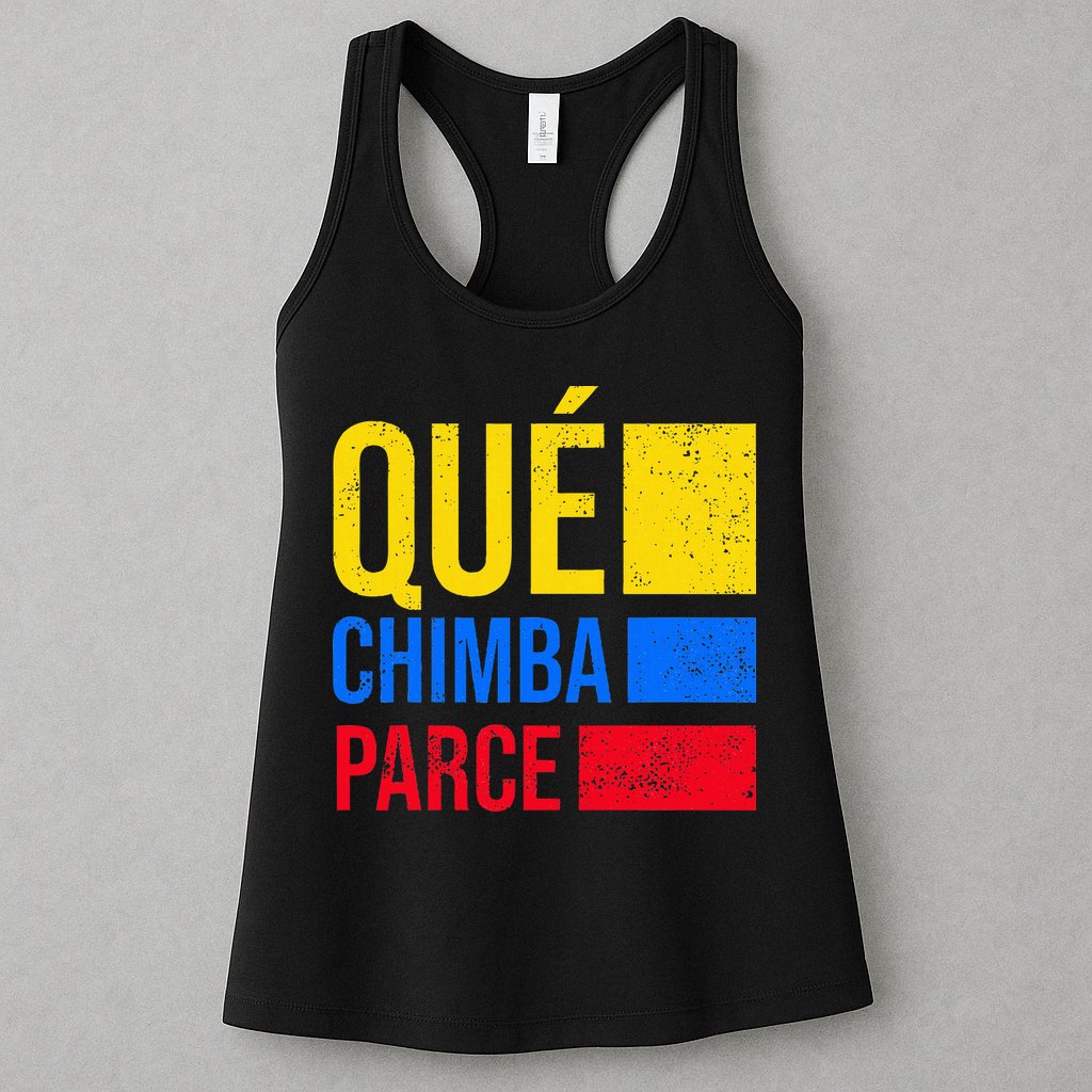 Qué Chimba Parce Colombia Flag Retro Vintage Colombian Slang Womens Tank Top