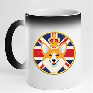 Queen Corgi Platinum Jubilee Emblem 11oz Black Color Changing Mug