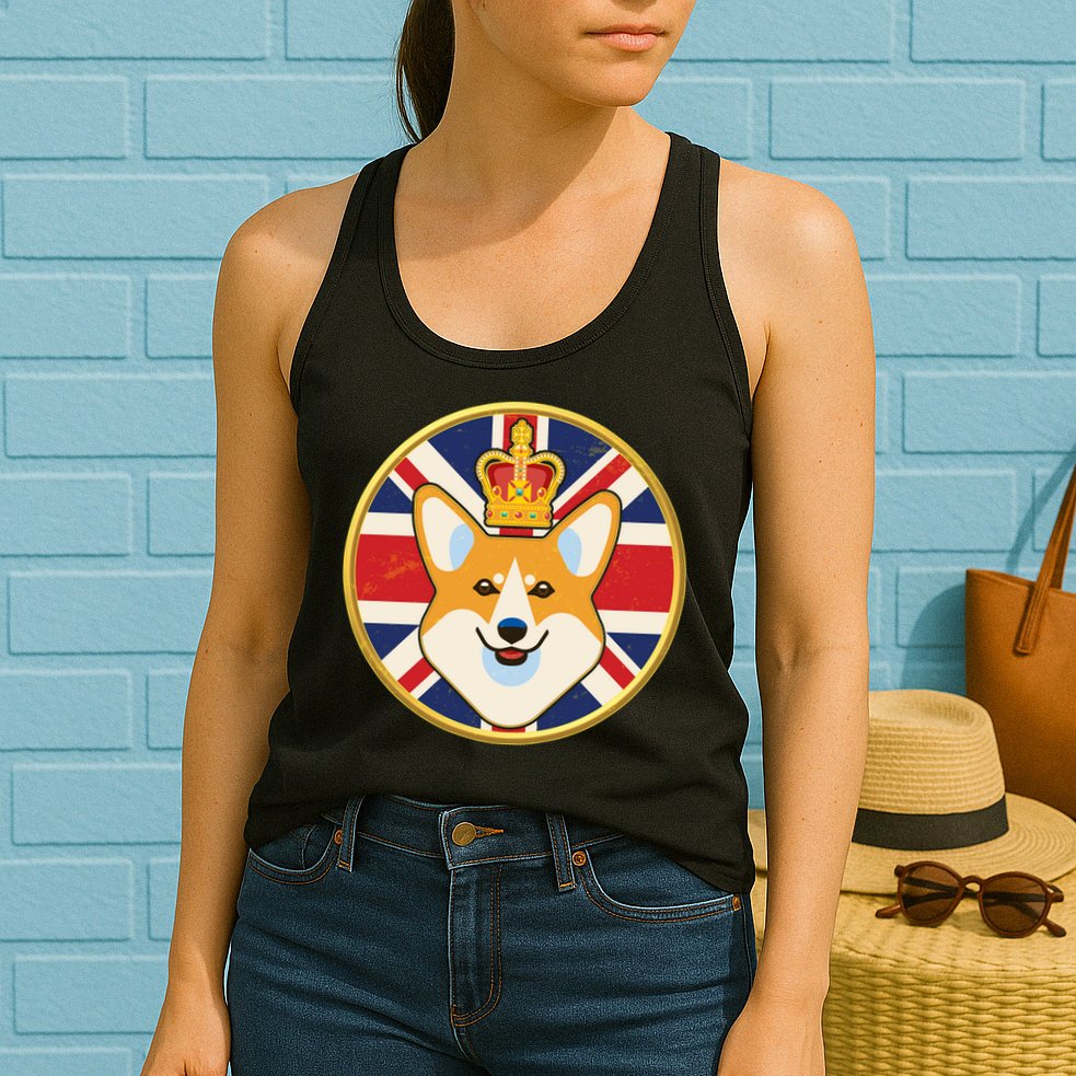 Queen Corgi Platinum Jubilee Emblem Womens Tank Top