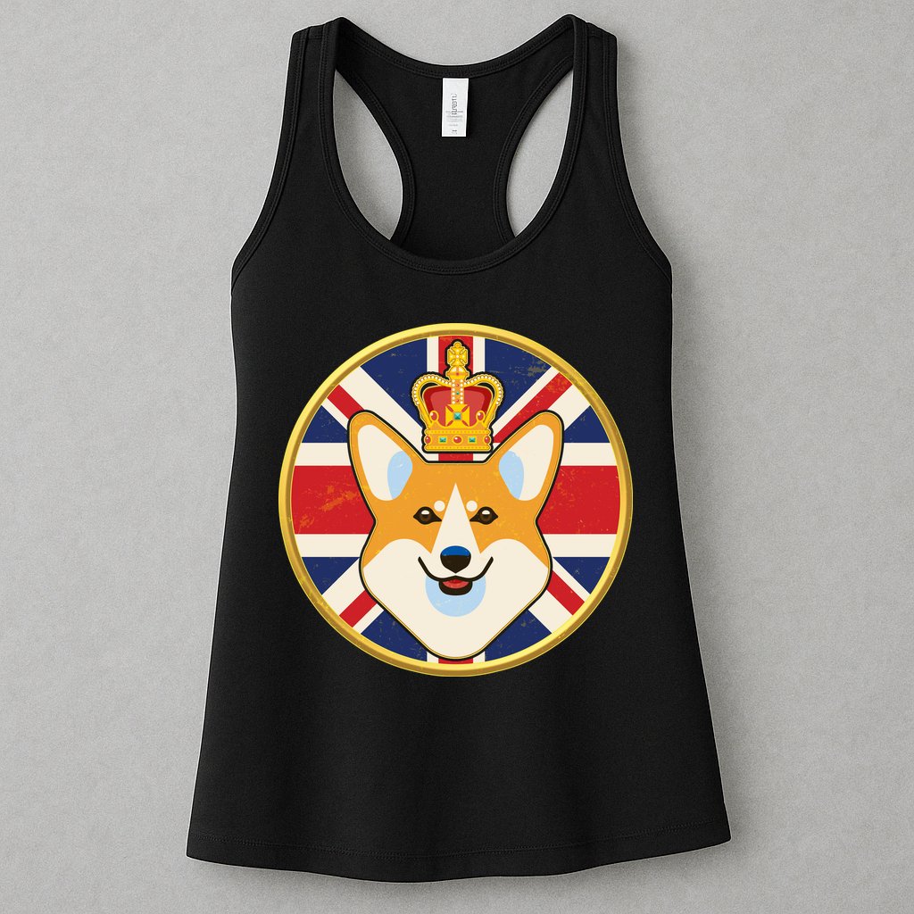 Queen Corgi Platinum Jubilee Emblem Womens Tank Top