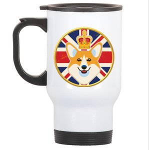 Queen Corgi Platinum Jubilee Emblem Stainless Steel Travel Mug