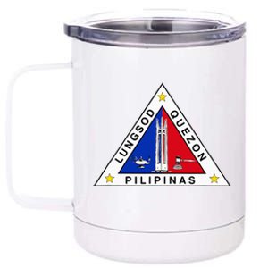 Quezon City Philippines Flag Seal 12 oz Stainless Steel Tumbler Cup