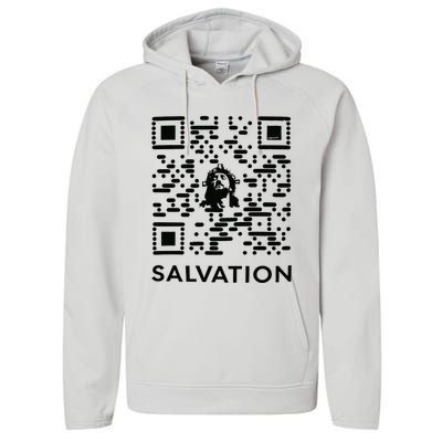 Qr Code Salvation Performance Fleece Hoodie