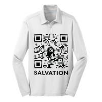 Qr Code Salvation Silk Touch Performance Long Sleeve Polo