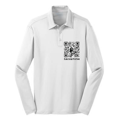 Qr Code Salvation Silk Touch Performance Long Sleeve Polo