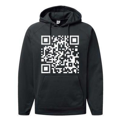 Qr Code With Funny Hidden Message Performance Fleece Hoodie