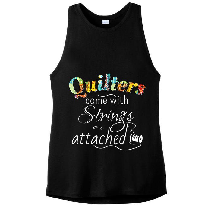 Quilters Come With Strings Attached Funny Ladies PosiCharge Tri-Blend Wicking Tank