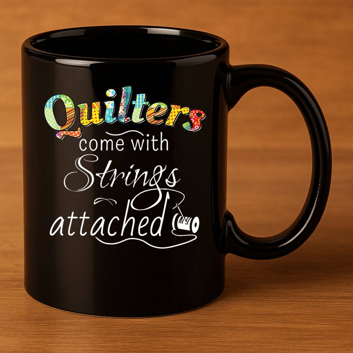 Quilters Come With Strings Attached Funny 11oz C Handle Ceramic Mug