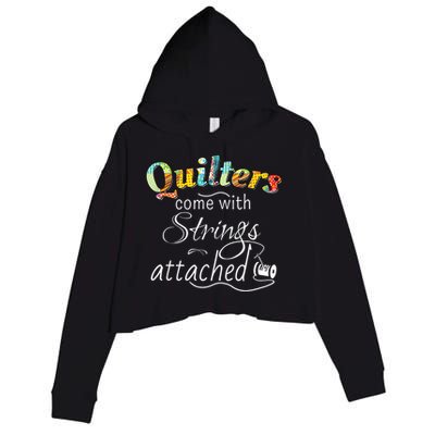 Quilters Come With Strings Attached Funny Crop Fleece Hoodie
