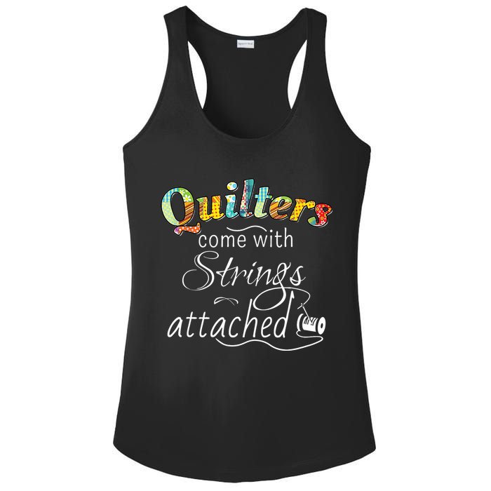 Quilters Come With Strings Attached Funny Ladies PosiCharge Competitor Racerback Tank