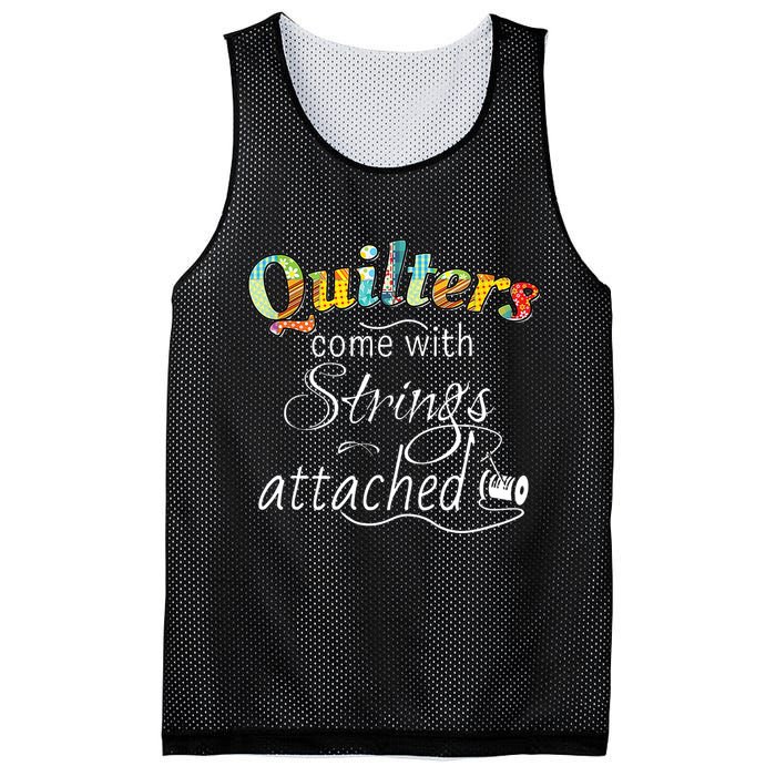 Quilters Come With Strings Attached Funny Mesh Reversible Basketball Jersey Tank