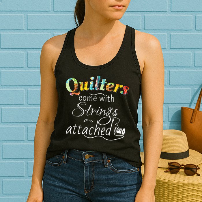 Quilters Come With Strings Attached Funny Womens Tank Top