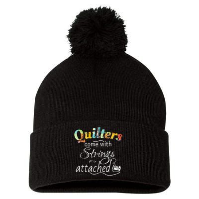 Quilters Come With Strings Attached Funny Pom Pom 12in Knit Beanie