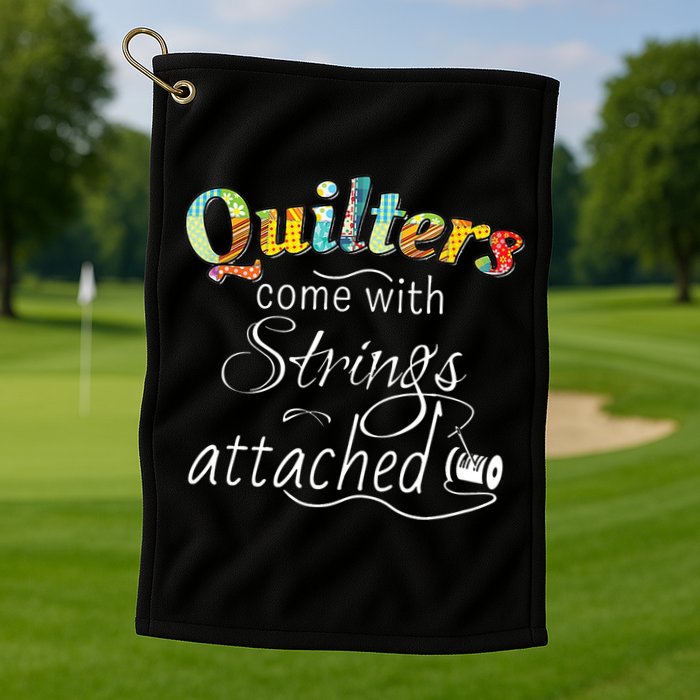 Quilters Come With Strings Attached Funny Golf Towel
