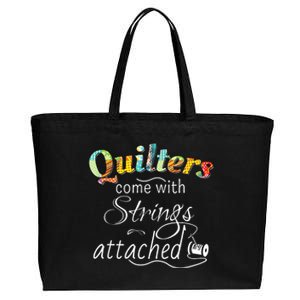 Quilters Come With Strings Attached Funny Cotton Canvas Jumbo Tote