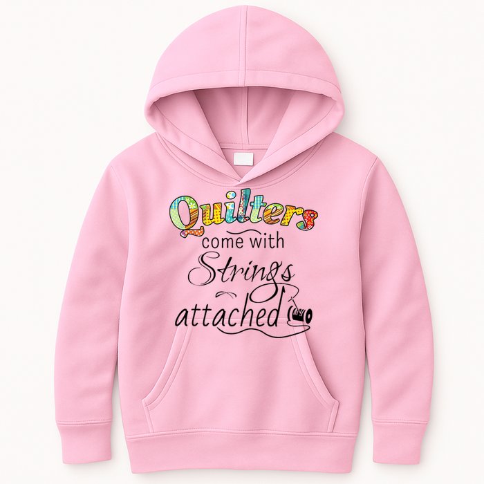 Quilters Come With Strings Attached Funny Kids Hoodie