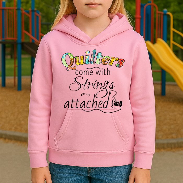 Quilters Come With Strings Attached Funny Kids Hoodie