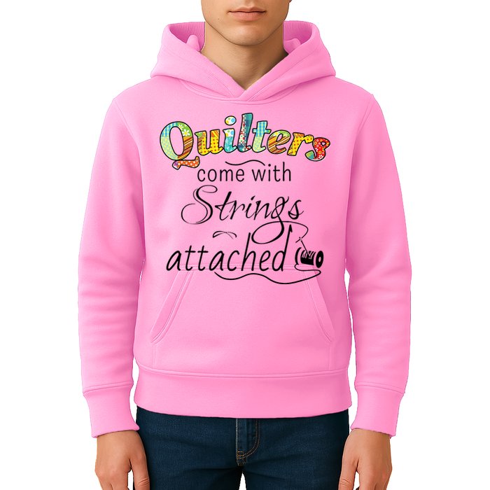 Quilters Come With Strings Attached Funny Kids Hoodie