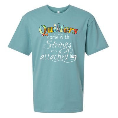 Quilters Come With Strings Attached Funny Sueded Cloud Jersey T-Shirt