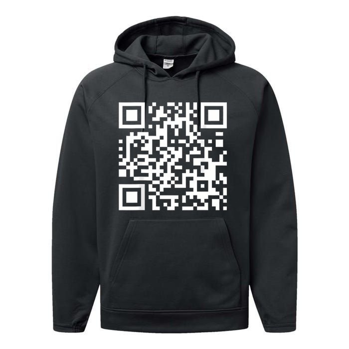 Qr Code With Funny Hidden Message Performance Fleece Hoodie