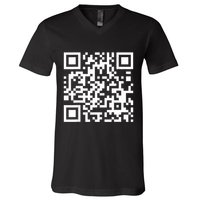Qr Code With Funny Hidden Message V-Neck T-Shirt
