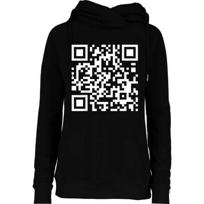 Qr Code With Funny Hidden Message Womens Funnel Neck Pullover Hood