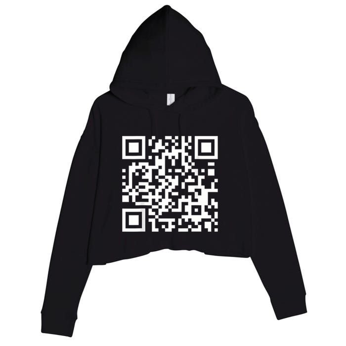 Qr Code With Funny Hidden Message Crop Fleece Hoodie