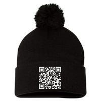 Qr Code With Funny Hidden Message Pom Pom 12in Knit Beanie