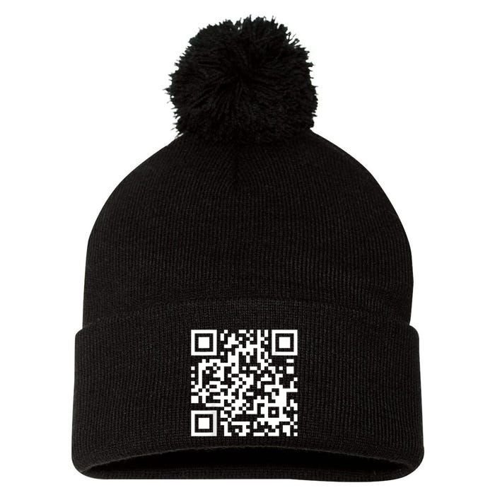 Qr Code With Funny Hidden Message Pom Pom 12in Knit Beanie