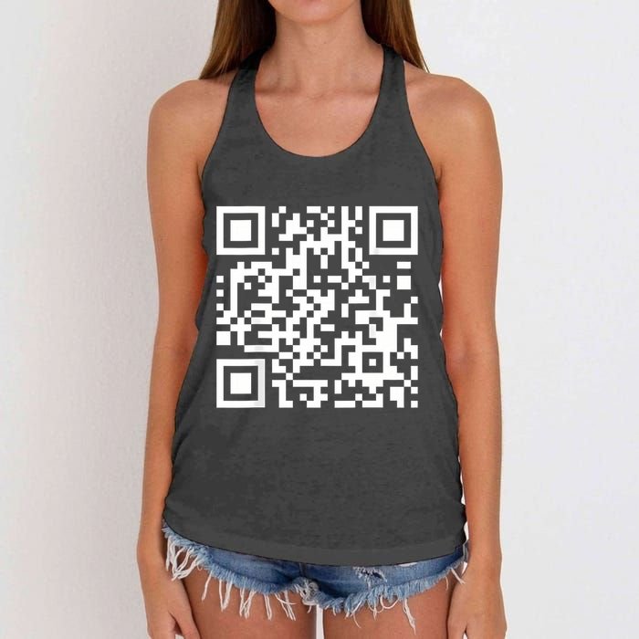Qr Code With Funny Hidden Message Women's Knotted Racerback Tank