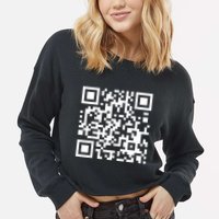 Qr Code With Funny Hidden Message Cropped Pullover Crew