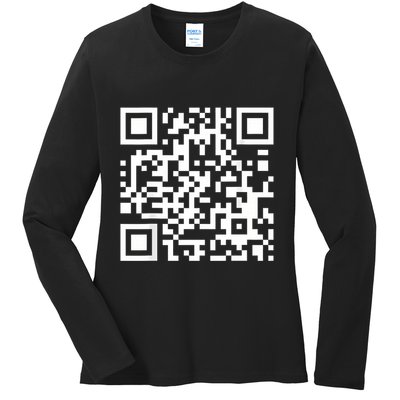 Qr Code With Funny Hidden Message Ladies Long Sleeve Shirt
