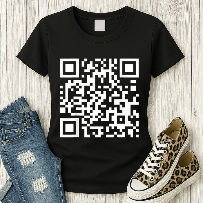 Qr Code With Funny Hidden Message Womens T-Shirt