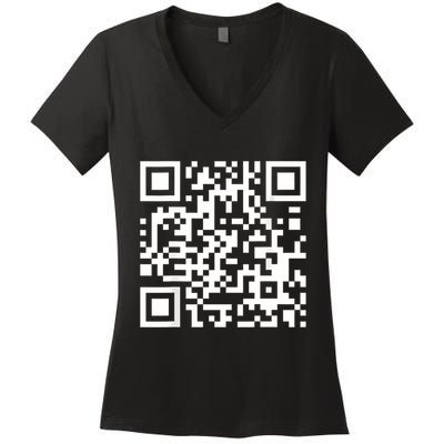 Qr Code With Funny Hidden Message Women's V-Neck T-Shirt