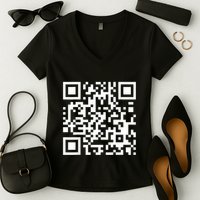 Qr Code With Funny Hidden Message Women's V-Neck T-Shirt
