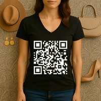 Qr Code With Funny Hidden Message Women's V-Neck T-Shirt
