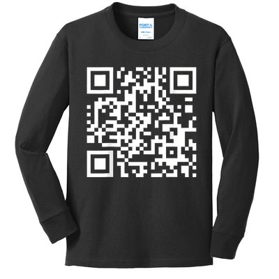 Qr Code With Funny Hidden Message Kids Long Sleeve Shirt