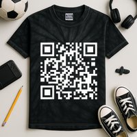 Qr Code With Funny Hidden Message Kids Tie-Dye T-Shirt