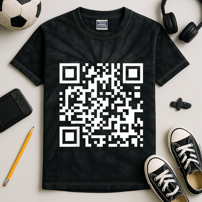 Qr Code With Funny Hidden Message Kids Tie-Dye T-Shirt