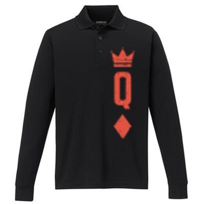 Queen Diamonds Card Matching Halloween Costume For Couples Performance Long Sleeve Polo