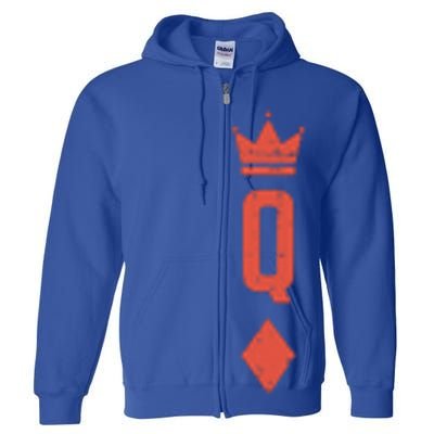 Queen Diamonds Card Matching Halloween Costume For Couples Full Zip Hoodie