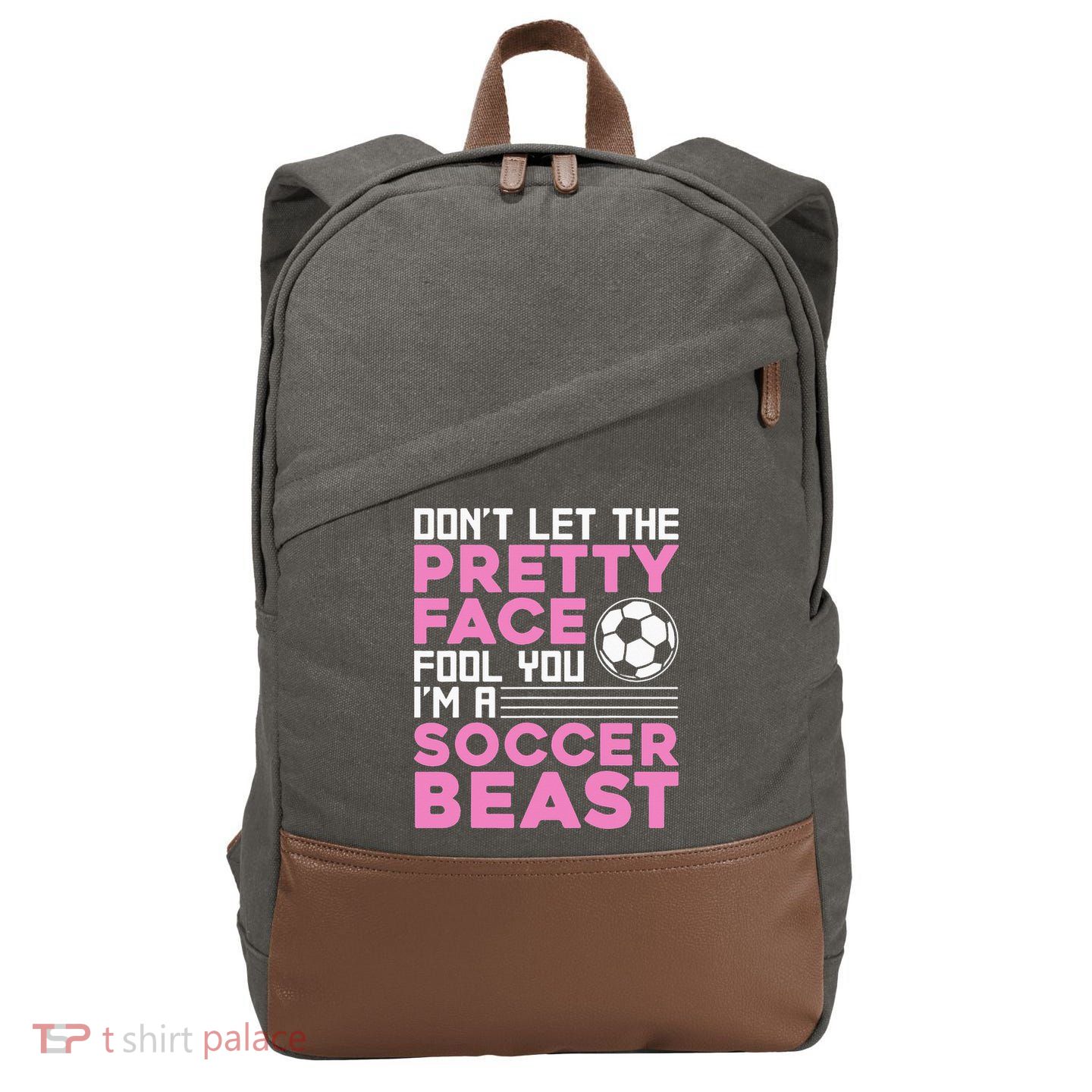 quote don't let the pretty face fool you soccer beast Cotton Canvas Backpack
