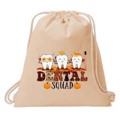 Qan7 Dental Squad Fall Autumn Thanksgiving Dental Coworkers Drawstring Bag