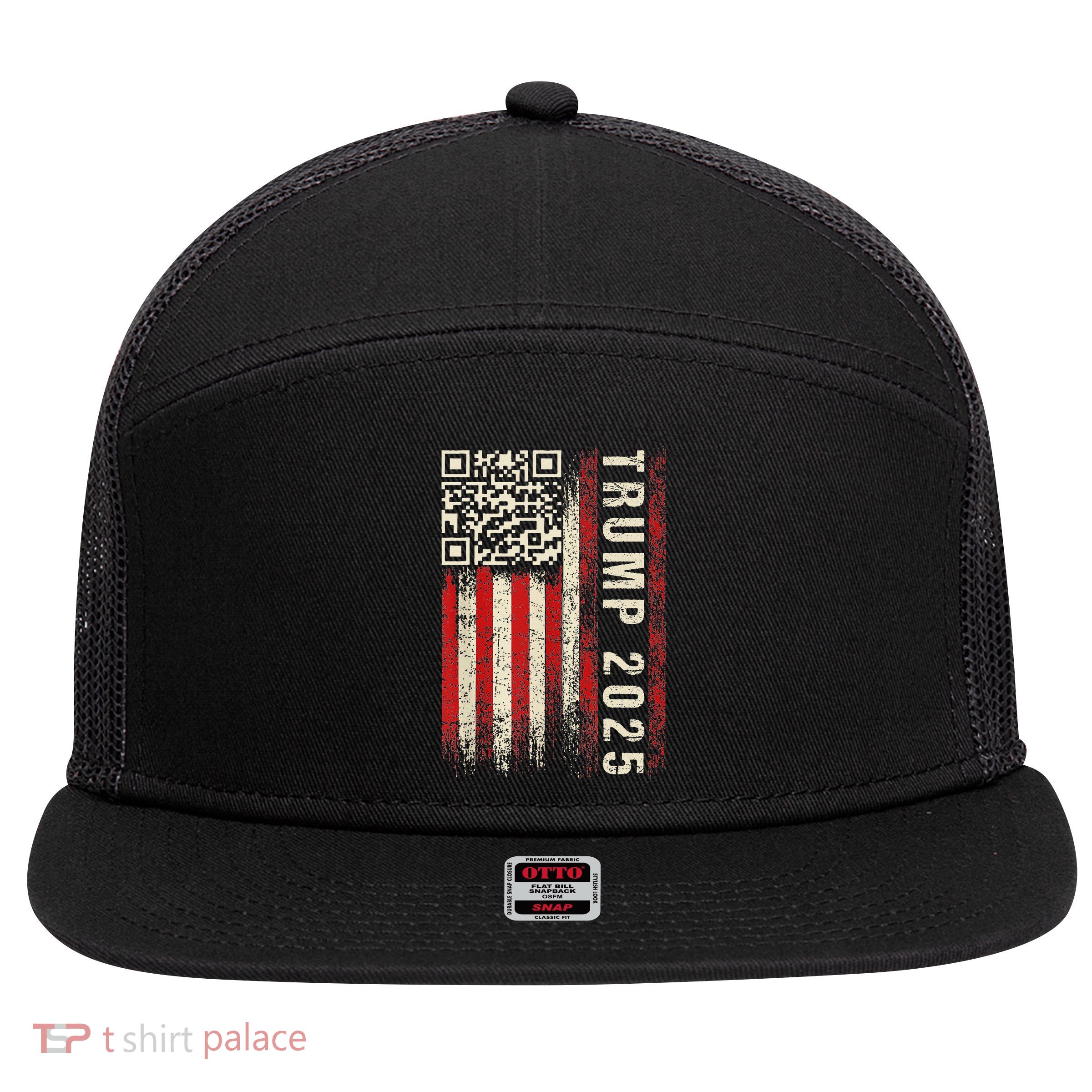 Qr Donald Trump Dancing 4745 Code Video 7 Panel Mesh Trucker Snapback Hat