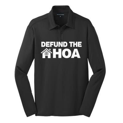 QOUTE DEFUND THE HOA Homeowners Association Social Justice Silk Touch Performance Long Sleeve Polo