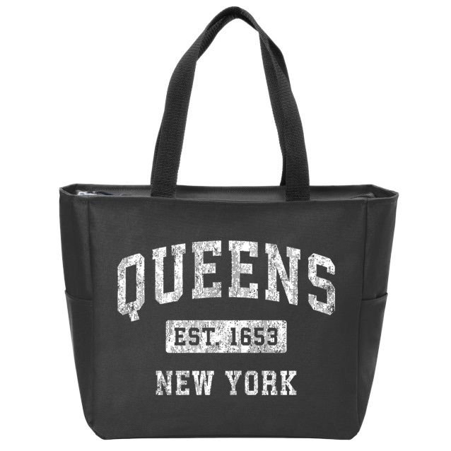 Queens Est 1653 New York Ny Vintage Established Sports Design Zip Tote Bag