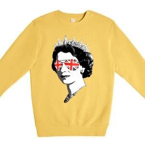 Queen Elizabeth Ii Sunglasses British Crown Union Jack Meme Gift Premium Crewneck Sweatshirt