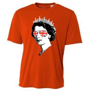 Queen Elizabeth Ii Sunglasses British Crown Union Jack Meme Gift Cooling Performance Crew T-Shirt