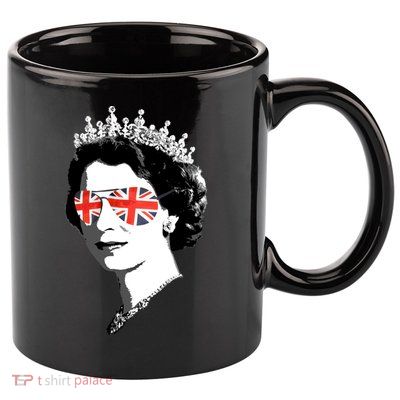 Queen Elizabeth Ii Sunglasses British Crown Union Jack Meme Gift 11oz C Handle Ceramic Mug