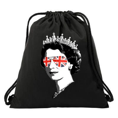 Queen Elizabeth Ii Sunglasses British Crown Union Jack Meme Gift Drawstring Bag